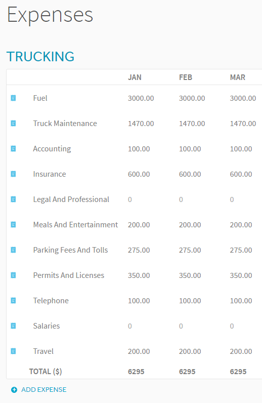 Chart Of Accounts For Small Trucking Business